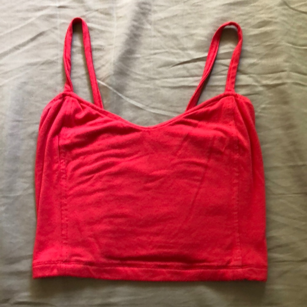 Red spaghetti strap crop top